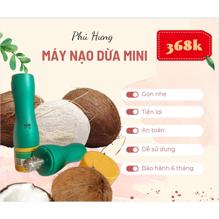 MÁY NẠO DỪA CẦM TAY MINI - KÈM DÂY SẠC