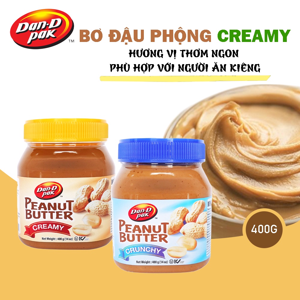 Bơ đậu phộng 400g - 2 loại Mịn và Hạt Dan D Pak