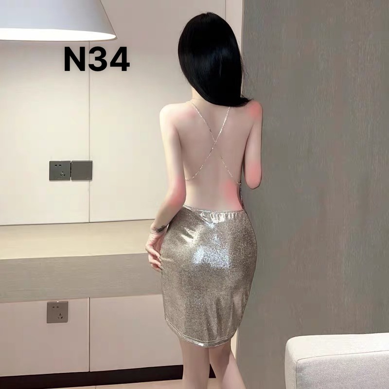Váy Ngắn Sexy Vải Ánh Nhũ Sáng Lấp Lánh Nổi Bật Đầm Nữ Gợi Cảm La Perbra