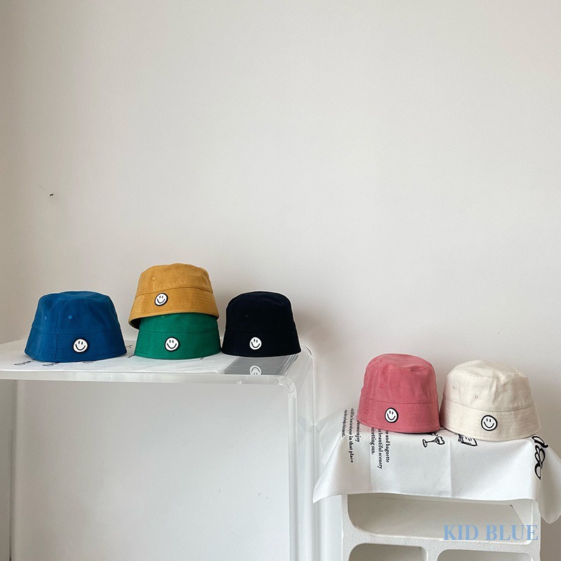 Mũ Bucket Màu Sắc Tươi Sáng Họa Tiết Mặt Cười Dễ Thương Xinh Xắn Dành Cho Bé