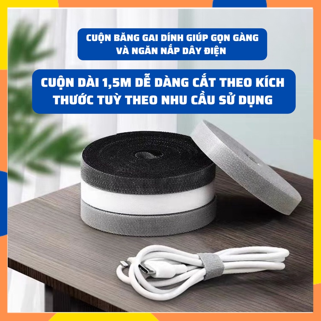 Băng Dính Gai Làm Gọn Dây Điện, Băng Dán Gai Đa Năng Băng Nhám Làm Gọn Góc Pc, Dây Cáp Sạc, Tai Nghe K205