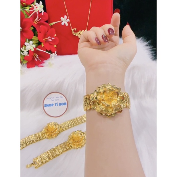 Lắc tay hoa mạ vàng 24 cao cấp mẫu mới siêu đẹp
