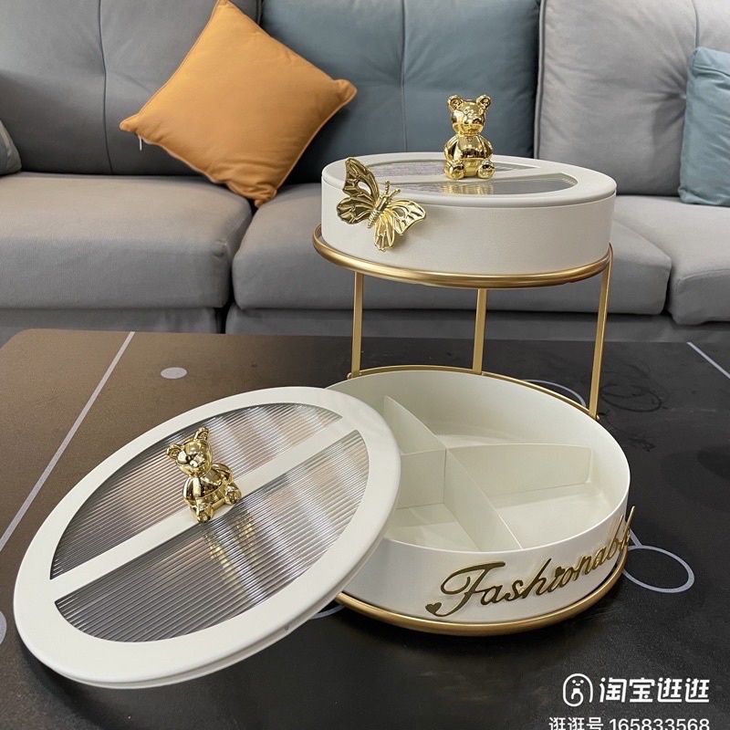 Khay mứt 2 tầng fashionable cao cấp nắp BB trend 2023