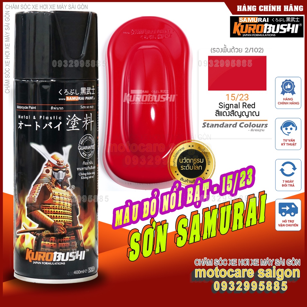Chai sơn xit Samurai 23 - son xit màu đỏ đậm nổi bật 15/23