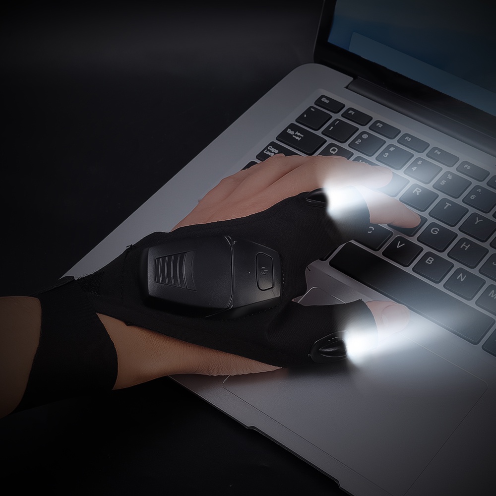 Găng Tay Không Ngón Có Đèn Pin LED Tiện Dụng