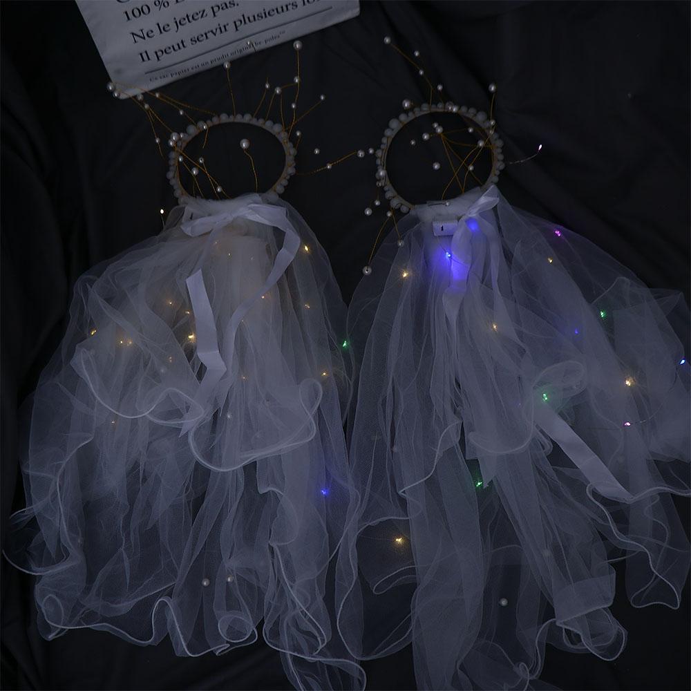 Mạng Che Mặt Cô Dâu Đính Nơ Lưới Có Đèn LED Kiểu Hàn Quốc