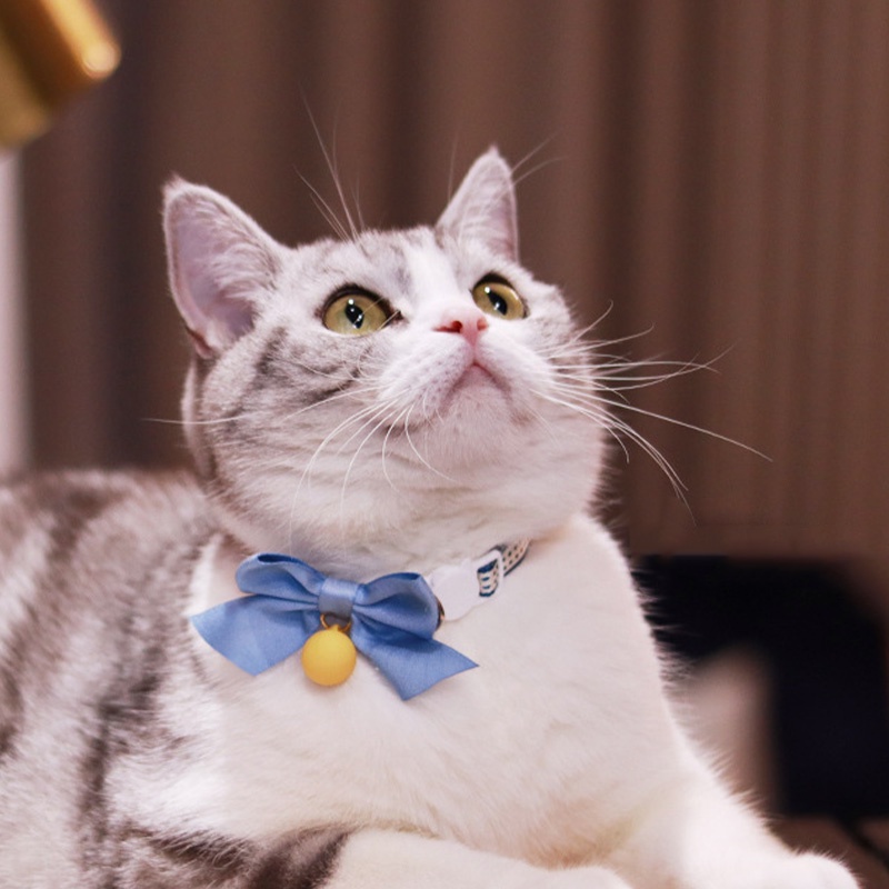 HamshMoc Vòng Cổ Nhẹ Mềm Mại Thoải Mái Bền Bỉ Có Chuông Và Nơ Dễ Thương Có Thể Điều Chỉnh Cho Thú Cưng / Mèo / Thỏ