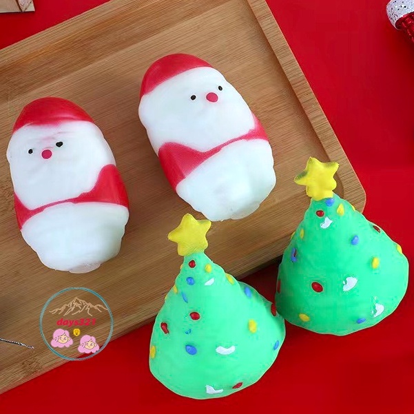 ÔNG GIÀ NOEL VÀ CÂY THÔNG GIÁNG SINH Squishy Mochi mềm mịn dễ thương chân thực giảm stress co dãn đàn hồi ngộ nghĩnh