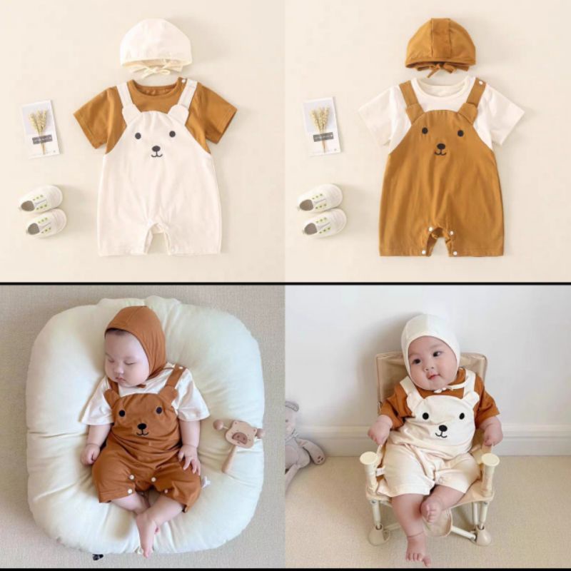 body yếm gấu kèm mũ thun lạnh loại 1 cho bé trai/gái