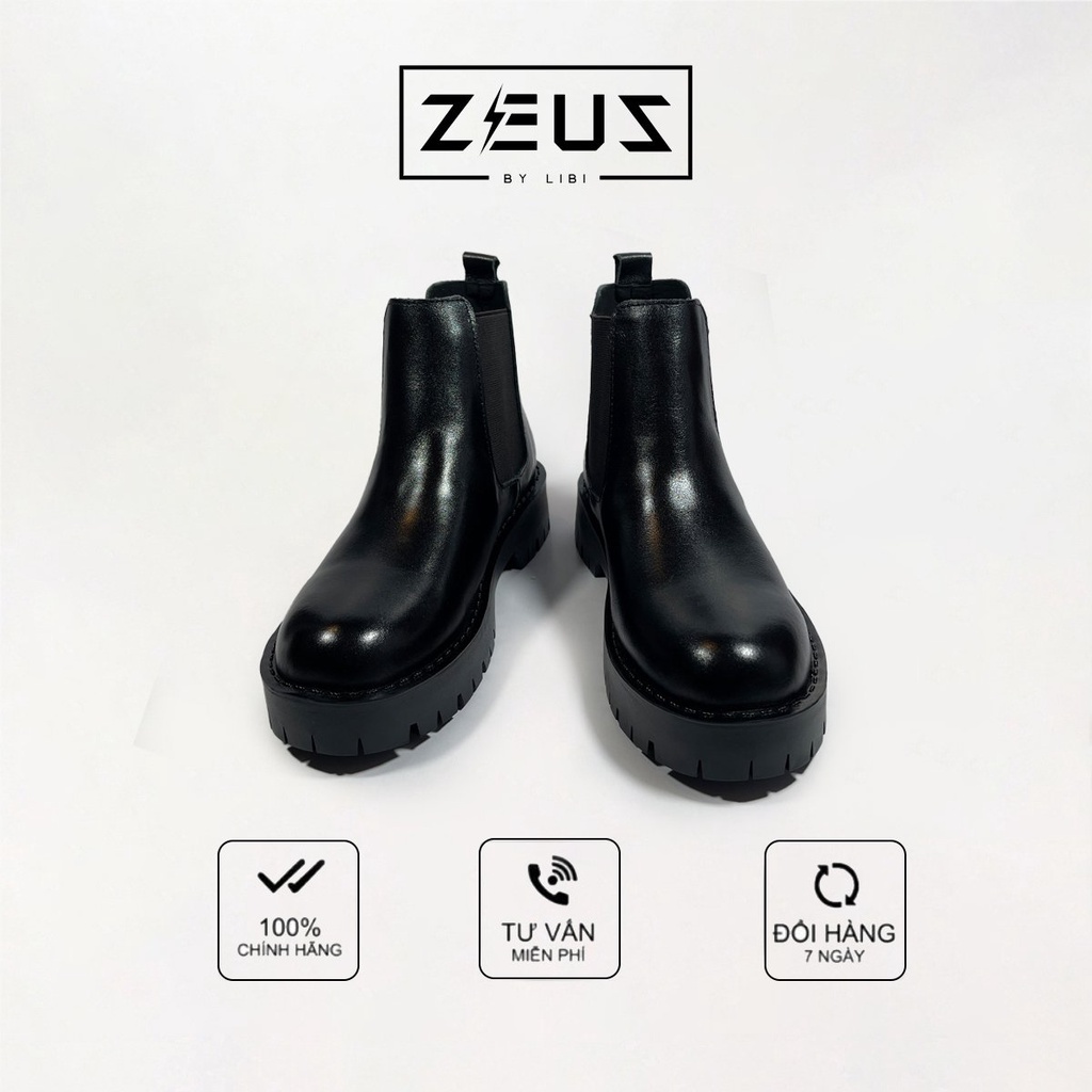 Giày Chelsea Boots Nam Cao Cấp, Chất Liệu Da Bò, Đế Cao Su Đúc Nguyên Khối, Tăng Chiều Cao 3-5cm