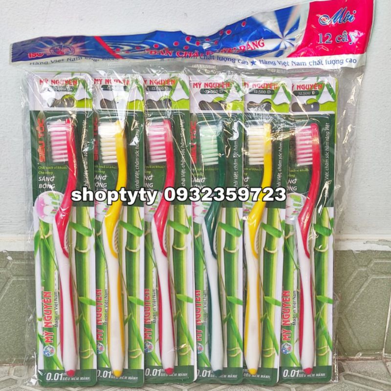 1 Vỉ 12 Cây Bàn Chải Đánh Răng Người Lớn Mỹ Nguyên Nhiều Mẫu