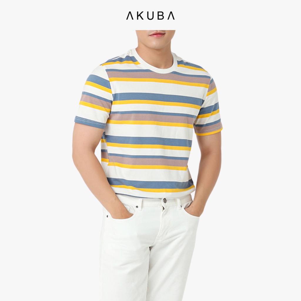 Áo thun nam tay ngắn AKUBA form freesize chất liệu cotton không co rút, dáng ôm mặc thoải mái 029068