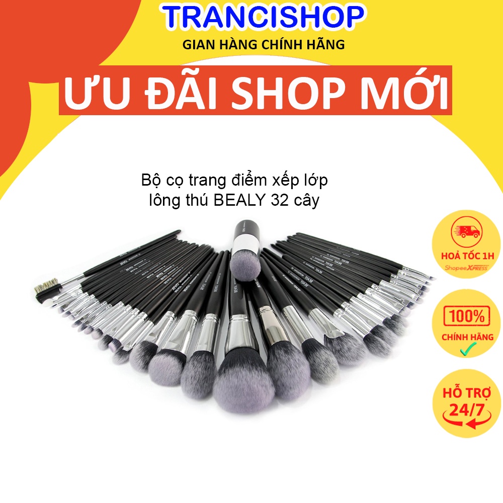 Bộ cọ trang điểm chuyên nghiệp Bealy 32 cây lông thú cao cấp TRANCI