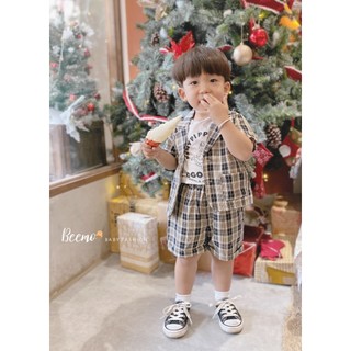 Set vest thô kẻ cao cấp Beemo cho bé trai