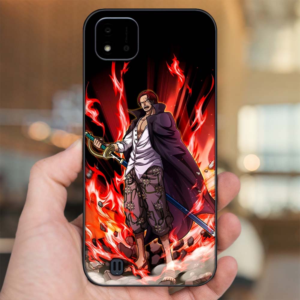 Ốp lưng Realme C11 2021, C20 viền đen in hình Shanks One Piece Đảo Hải Tặc