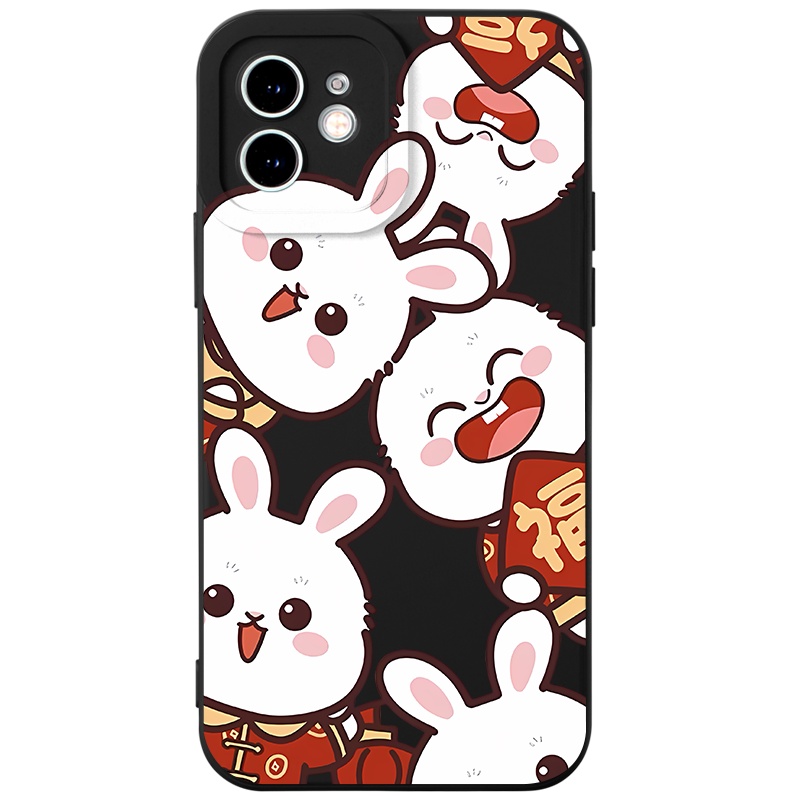 Ốp lưng JURSUE mềm hoạt hình cặp đôi dễ thương đẹp đen Cho iPhone 14 13 12 11 Pro Max SE 2020 X XR XS 8 7 ip 6S 6 Plus Y2788