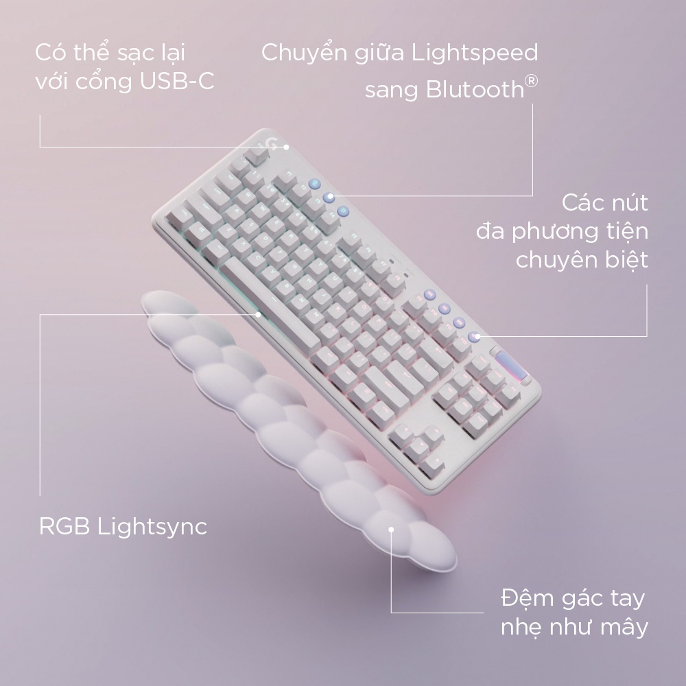 Bộ bàn phím game Logitech G715 TKL Aurora và Chuột game Logitech G705 Aurora