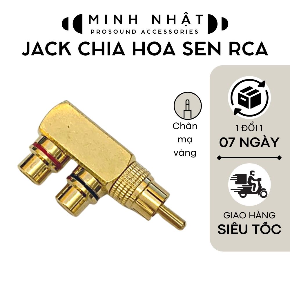 Jack chia audio 2 RCA âm sang 1 RCA dương, chân mạ vàng
