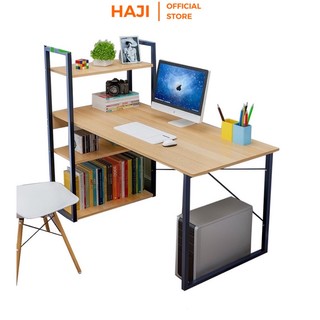 Bàn Làm Việc Kèm Kệ Sách Khung Sắt Chống Dỉ Mặt Bàn Gỗ Chống Nước, Xước Tuyệt Đối - C12