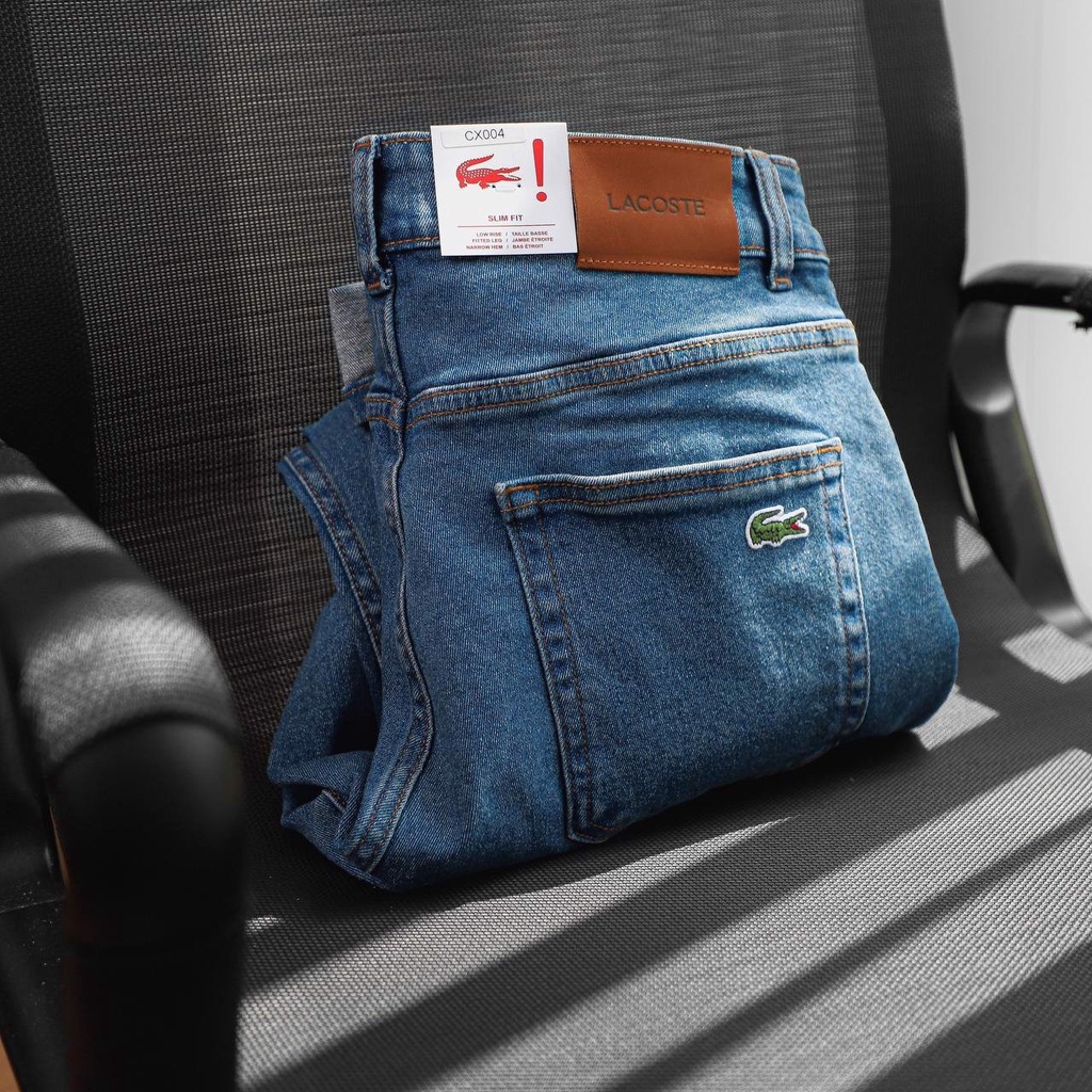 Quần Jean Nam LACOSTE LIVE Màu Xanh Basic 2023 Form SlimFit Mềm Mịn Co Giãn Hàng Xuất Xịn Có Big Size
