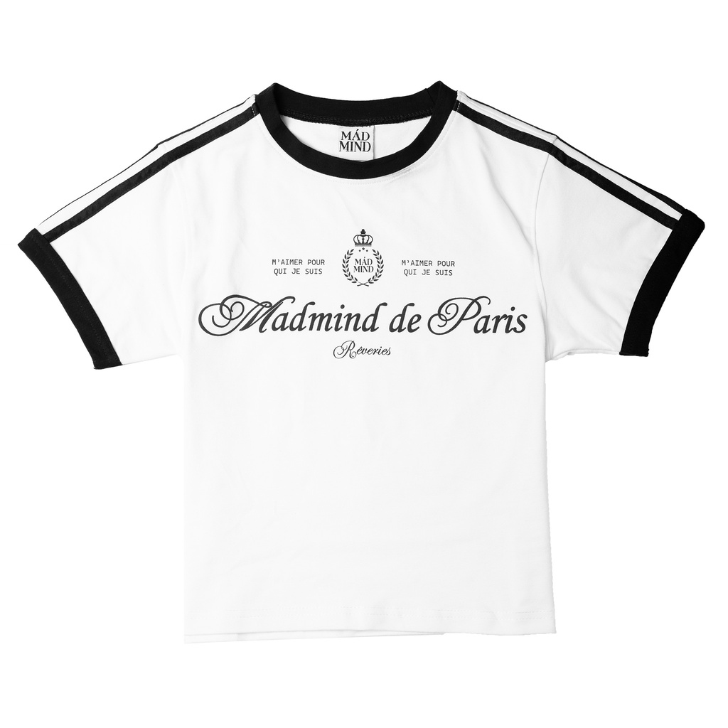 MADMIND® Chính Hãng - Form Baby | Áo Thun Phối 2 Sọc Tay 100% Cotton Paris - Tay Ngắn, Màu Trắng / Đen | BigBuy360 - bigbuy360.vn