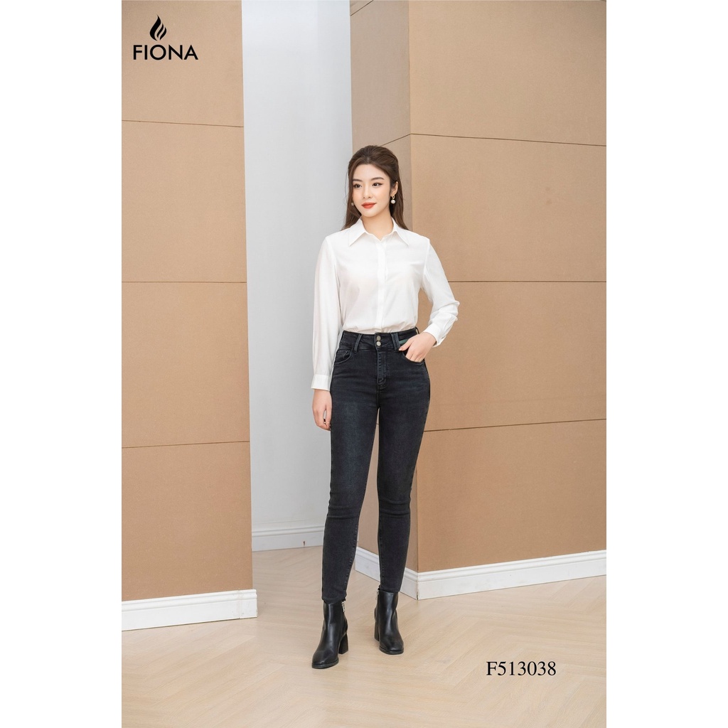 Áo sơ mi nữ FIONA áo sơ mi trắng thiết kế cao cấp dáng suông rộng cổ đức dài tay F513038