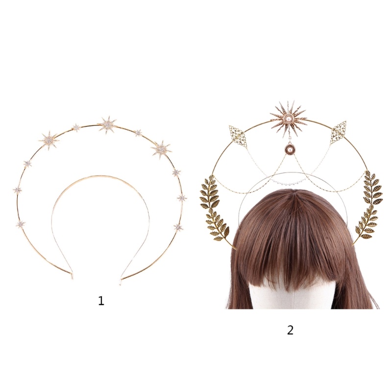 Băng Đô Cài Tóc Hình Lục Giác Đính Đá Nhiều Màu Lấp Lánh Phong Cách Baroque