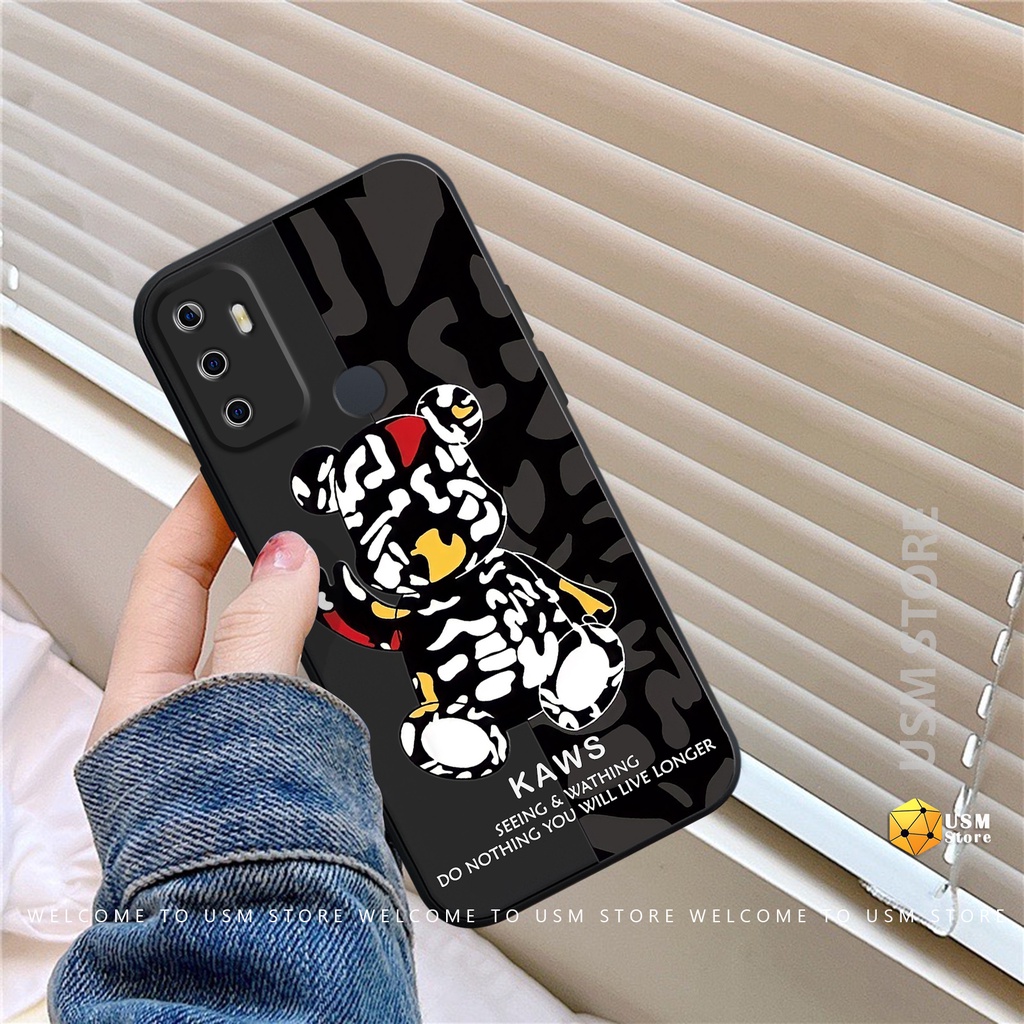 Ốp lưng OPPO A39 / A52 / A53 2020-4G / A53S / A54 / A55 / A57 / A92, viền vuông, bảo vệ camera, chất TPU dẻo, gấu Bear