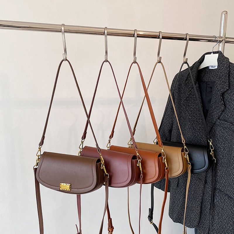 Túi Đeo Chéo Màu Đen Phối Khóa Kéo Đơn Giản Phong Cách retro Cho Nữ