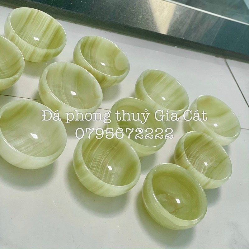 Chén bát đá ngọc onyx xanh pakistan 10cm kiểm định
