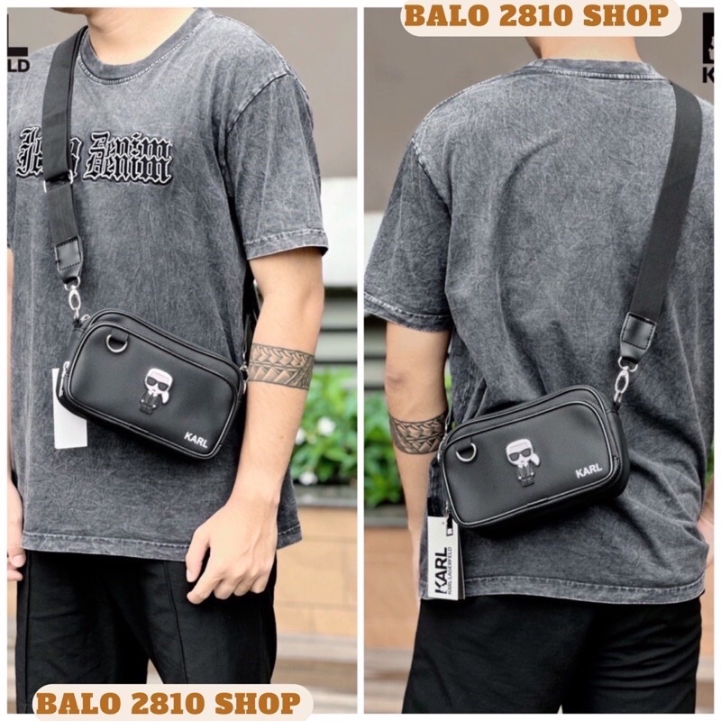 Túi Đeo Chéo Nam Nữ Cao Cấp Mini Karl Chất Liệu Da Si Chống Thấm BÁNH MÌ STORE TÚI ĐEO CHÉO VNXK
