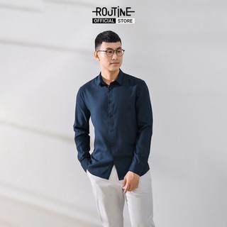 Áo sơ mi nam tay dài trơn form fitted - routine 10s20shl020