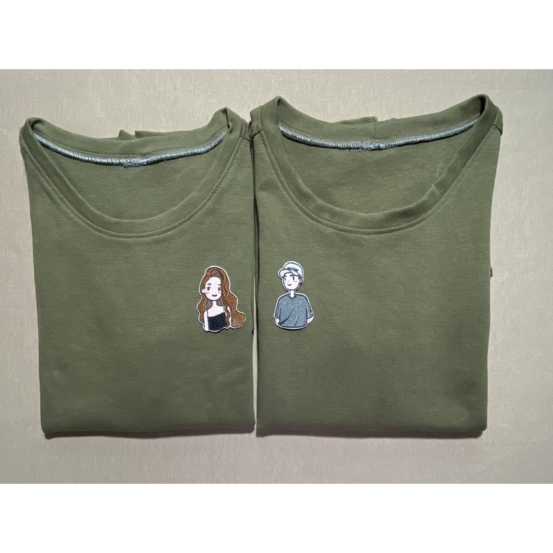 Áo thun cặp đôi hình thêu ( hình shop tự chụp )