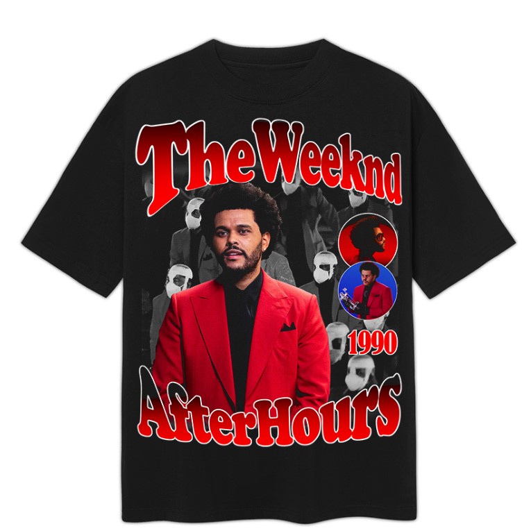 áo Thun Anh Cuối Tuần The Weeknd Tay Lỡ Unisex S-5XL, Phông Mỹ Thời Trang Nam Nữ Unisex, Form Rộng, Đen Trắng