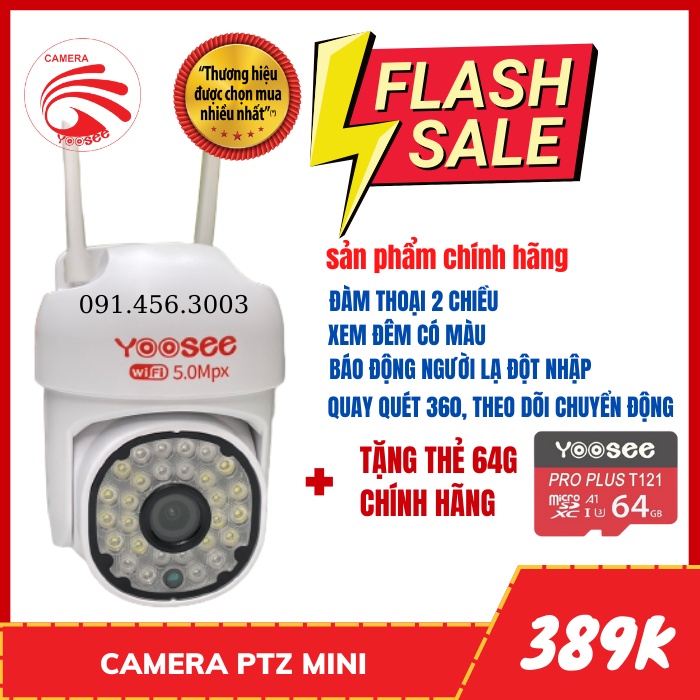 Camera Ngoài Trời PTZ Yoosee Mini 36 LED + TẶNG KÈM THẺ 64G