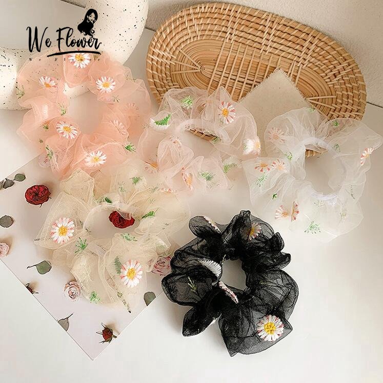 Dây buộc tóc WE FLOWER họa tiết hoa co giãn tốt thời trang dành cho nữ