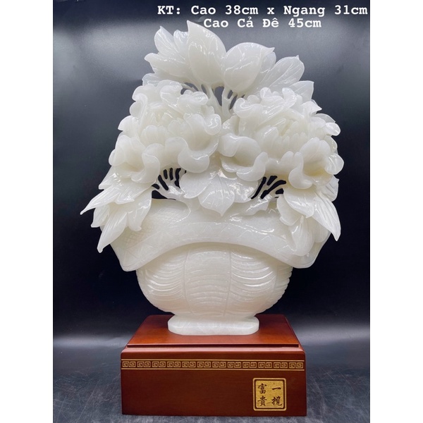 Giỏ Hoa Mẫu Đơn Đá Màu Trắng Mẫu 2