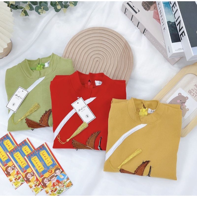 Áo dài Chim hạc bé trai cách tân size nhí đại chất đẹp