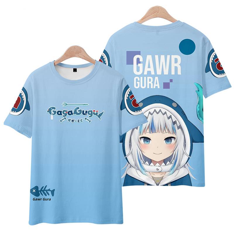 Áo Khoác Tay Dài Có Khóa Kéo In Hình Anime Hololive Gawr Gura Thời Trang Unisex