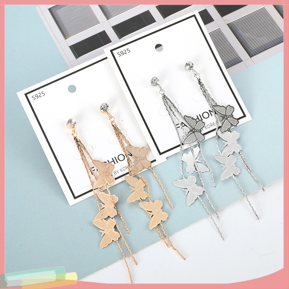 Khuyên tai dáng dài hình bươm bướm dành cho bạn nữ