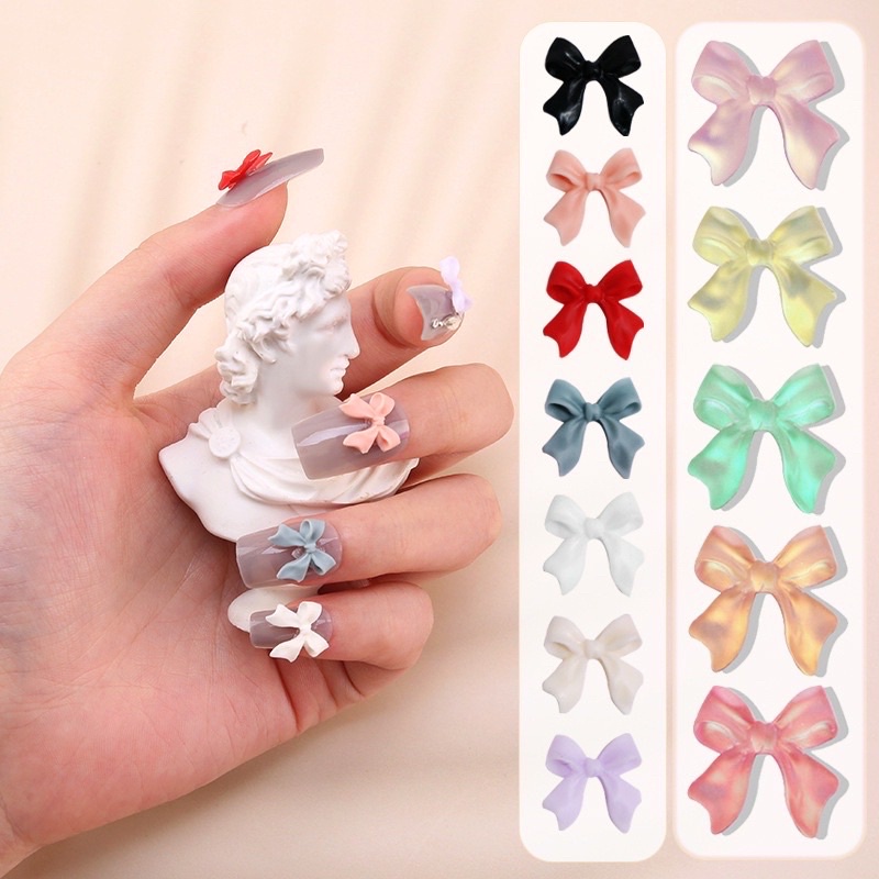 Sét Mix 50 Phụ kiện hình Nơ trang trí móng tay dễ thương