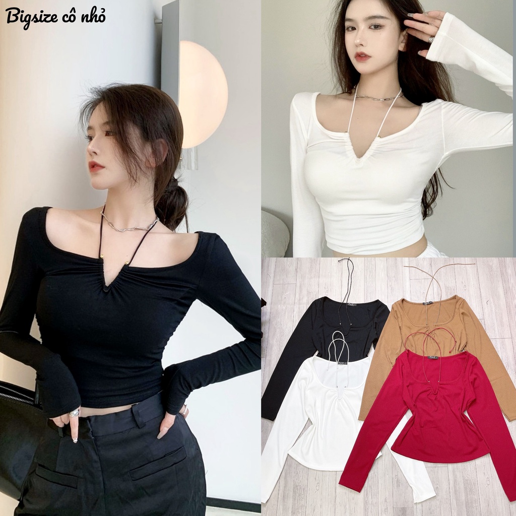 Áo Thun Kiểu Croptop Bigsize Chun Thun Tăm Cao Cấp Co Dãn Lên Phom Sang Chảnh Dễ Thương Hình Thật MÃ G64