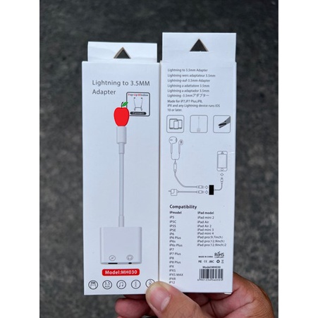 Jack chia cổng ip,Chuyển Đổi sang đầu tròn 3.5mm vừa nghe nhạc Và Sạc Cho IP 6 đến 14Promax