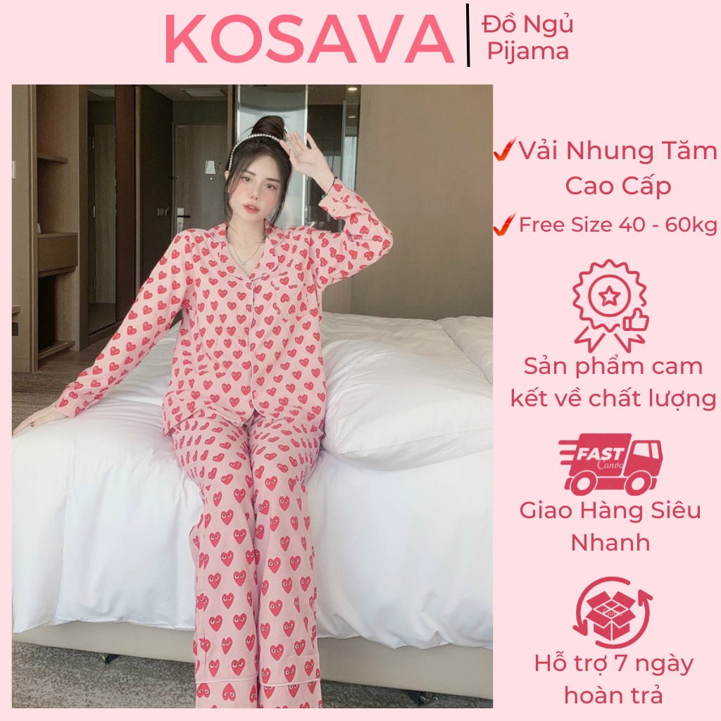 Đồ bộ pijama thu đông chất liệu nhung tăm hàng đẹp chuẩn KOSAVA