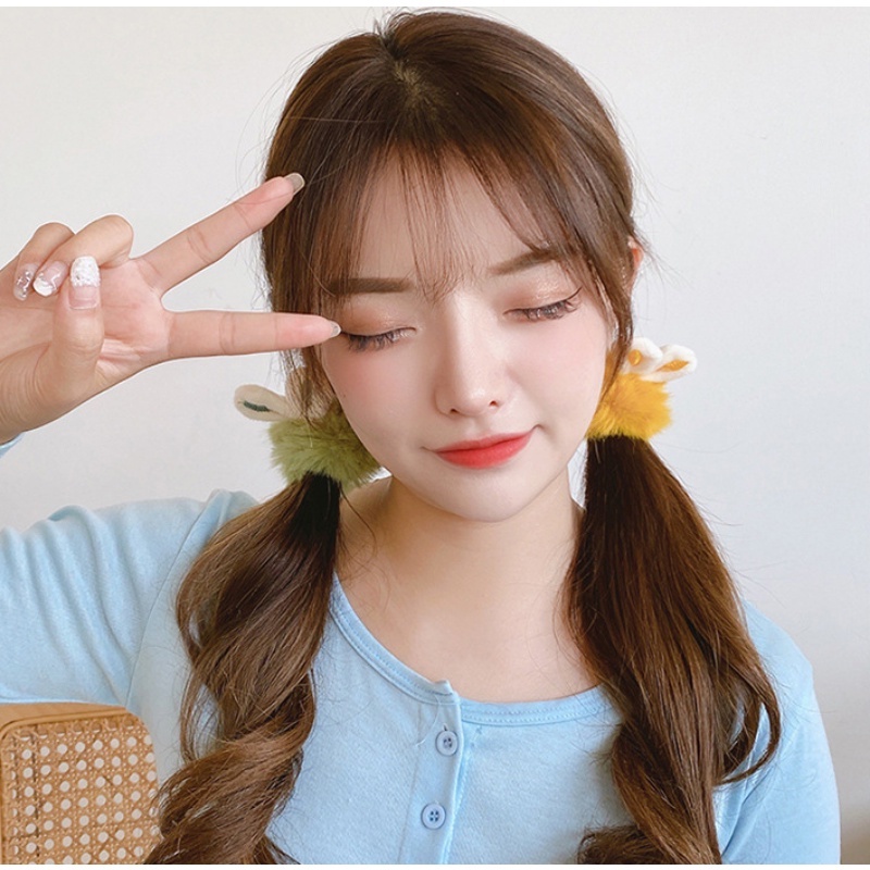 Dây Buộc Tóc Cao Su Phối Lông Nhung Kích Thước Lớn Cho Bé Gái