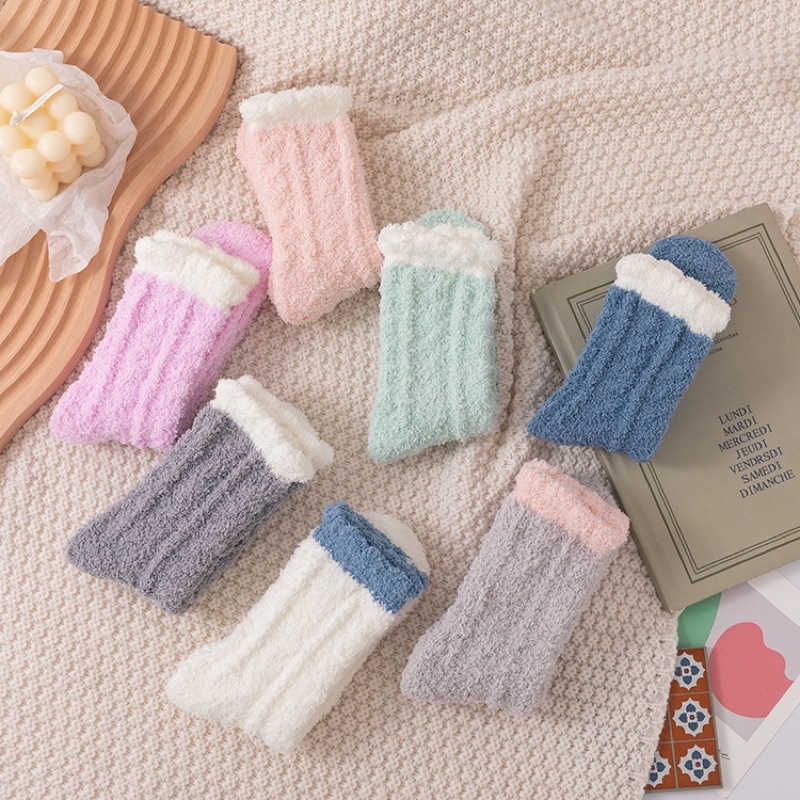 Vớ Lông Cừu San Hô Dày Dặn Giữ Ấm Mùa Thu Đông Phong Cách Nhật Bản Cho Nữ