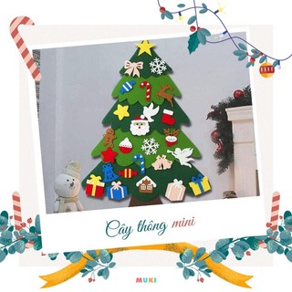 Cây thông vải treo tường trang trí Giáng sinh Noel TẶNG kèm đèn nháy
