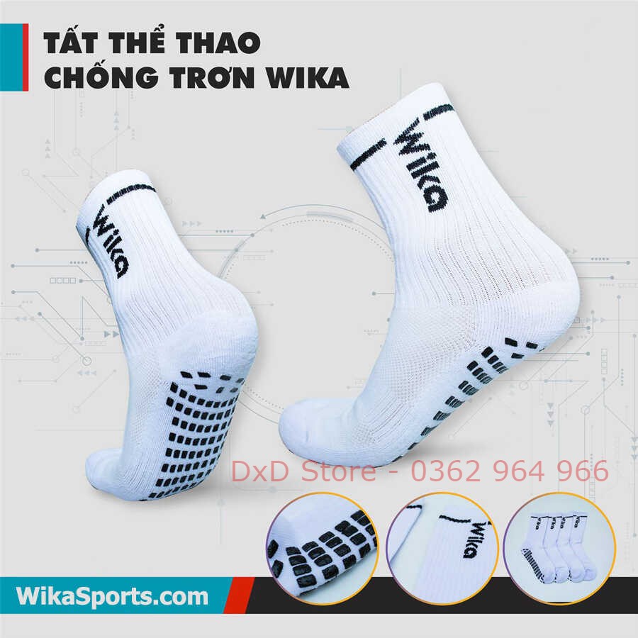 Tất vớ chống trơn chống trượt Wika chơi thể thao, đá bóng dệt kim cao cấp chính hãng