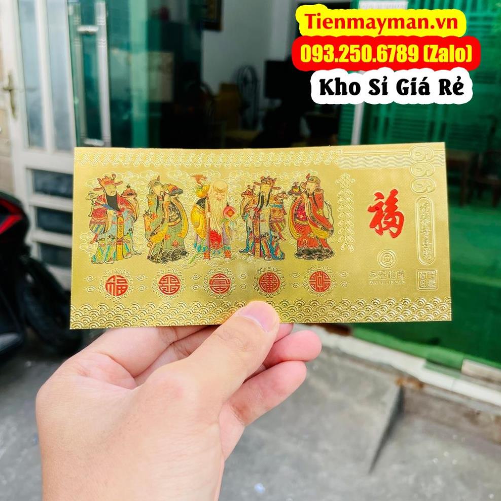 [HÀNG CHUẨN] COMBO 10 Tờ Tiền Ngũ Phúc Plastic Mạ Vàng, Phúc Lộc, THỌ, Tài, Hỷ. Lì Xì Tết, Phát Lộc May Mắn