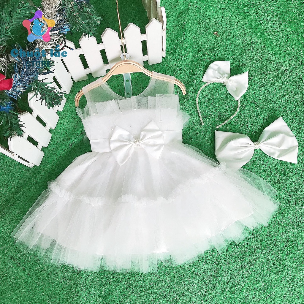 Váy công chúa cho bé gái chân váy 4 lớp kèm nơ cài 7kg đến 17kg